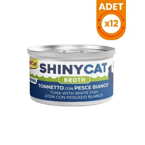 Gimcat Shinycat Broth Sos İçinde Beyaz ve Ton Balıklı Konserve Kedi Maması