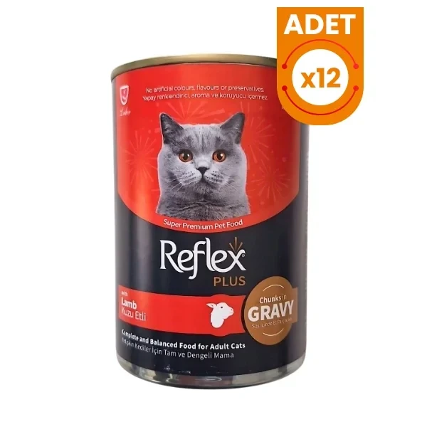 Reflex Plus Sos İçinde Et Parçacıklı Kuzu Etli Yetişkin Konserve Kedi Maması