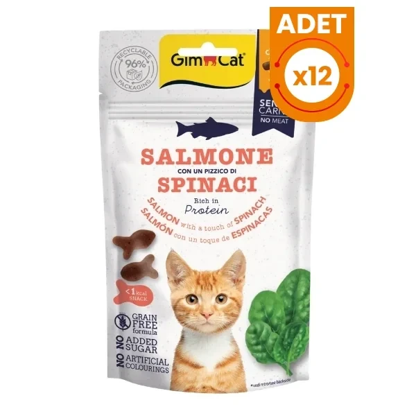 Gimcat Crunchy Snacks Somonlu ve Ispanaklı Tahılsız Kedi Ödül Maması